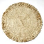 Bohemian Round Jute Rug with Frails