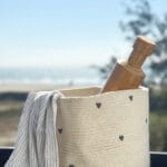 Heart Printed Jute Storage Basket